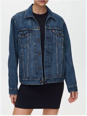 Levi’s Premium Denim Trucker Jacket Women’s Large Classic Wash Jean Jacket